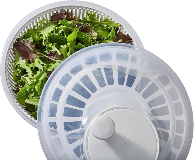Kitchen Details 2-Piece Salad Spinner Large Capacity Lettuce Spinner Vegetable Washer | 4.75 Liter Produce Dryer | Multi-Use Colander System