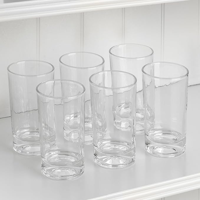 Mfacoy Small Juice Glasses Set of 6, 5.5-ounce Glass Cups, Heavy Base Small Drinking Glass Set, Clear Cups, Thick and Durable Shot Glasses, Drinking Glasses for Juice and Milk (Full Size - 5.5 Ounce)