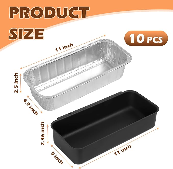 70379 Catch Pan & 6498 Drip Pan Liners for Weber Genesis II 400/600, Summit 400/600 Series Grills, Steel Grease Tray & 6417 10Pcs Foil Grease Pan Liners for Weber SmokeFire & 28''/36" Griddle