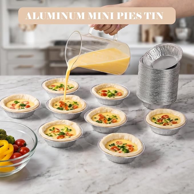 120 Pack Mini Pie Tins, 5 Inch Disposable Aluminum Pie Pans, Foil Pie Pans, Individual Pie Pans perfect for Baking, Small Pie Tins, Freezer & Oven Safe, Easily Stack & Store