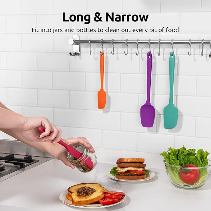 U-Taste Silicone Spatula Set 600°F High Heat Resistant, 4-Pcs, Colorful | Food Grade Hot-Proof Seamless Rubber Scraper, Kitchen Flexible Silicon Cooking Utensil Set, Diswasher Safe Baking Supplies
