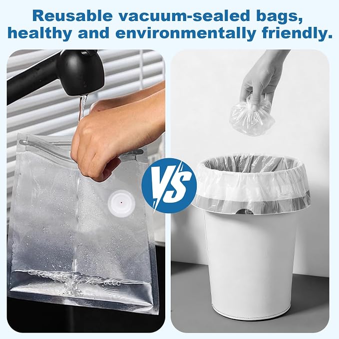 Vacuum Sealer Bags with Air Valve,8 PCS 10"×11" Reusable Vacuum Seal Bags，BPA-Free Heavy Duty Food Storage Bags for Food Storage, Cooking