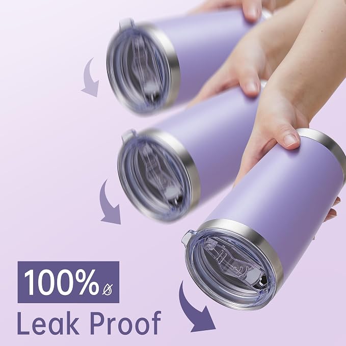 20 oz Tumblers Bulk Stainless Steel Tumbler with Lid, 12 Pack | Purple, 20oz Insulated Coffee Mug, Double Wall Vacuum, Powder Coated Cup, for Hot and Cold Drinks