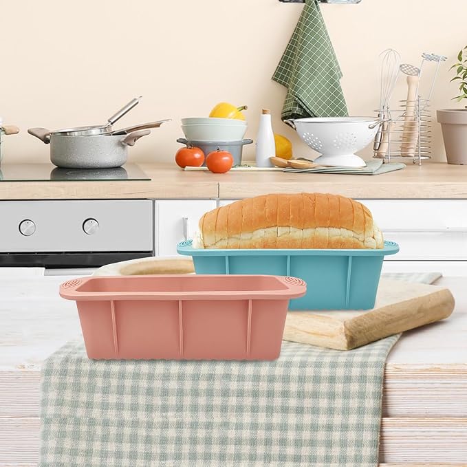 Koolstuffs Silicone Bread Loaf Pan, 2 PCS Rectangular Non-Stick Baking Mold Pans for Oven, Bread, Cake, Easy Release | Rectangular Non-Stick Baking Mold Pans for Oven, Bread, Cake, Easy Release