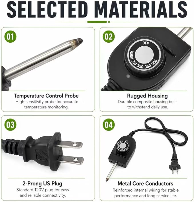 06900 Temperature Control Thermostat Cord for Presto Electric Griddles | Fits skillets, grills and frypans with 1-3/8" probe spacing; adjustable heat control reaches up to 400°F