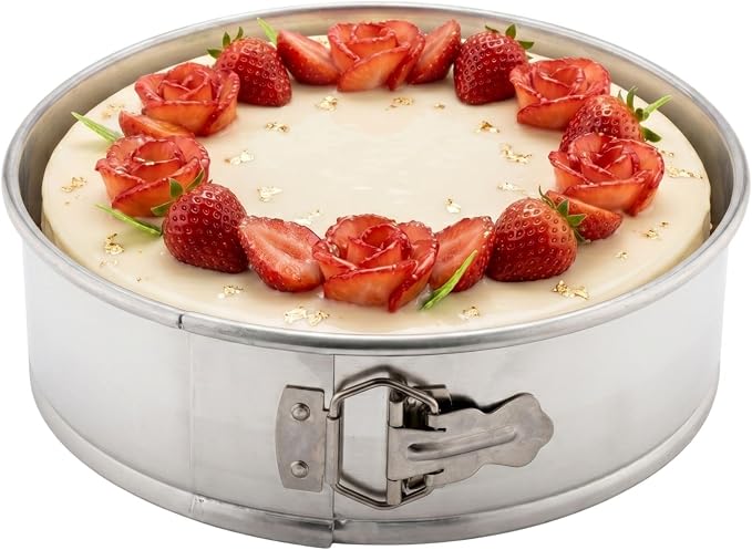 Restaurantware Met Lux 9 Inch Round Cake Pan 1 Springform Springform Pan - Removable Bottom Release Latch Silver Aluminum Cheesecake Pan For Baking Desserts