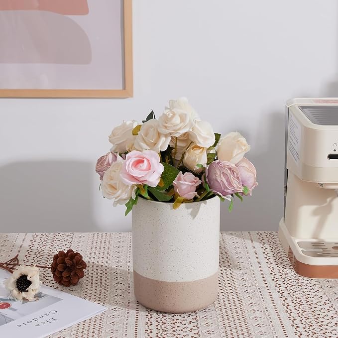 Kitchen Canister for Counter, Ceramic Food Storage Containers with Lids | 80 OZ Ceramic Food Storage Jars with Airtight Wood Lidsc,Countertop & Pantry Organization for Flour, Sugar, Coffee, Tea
