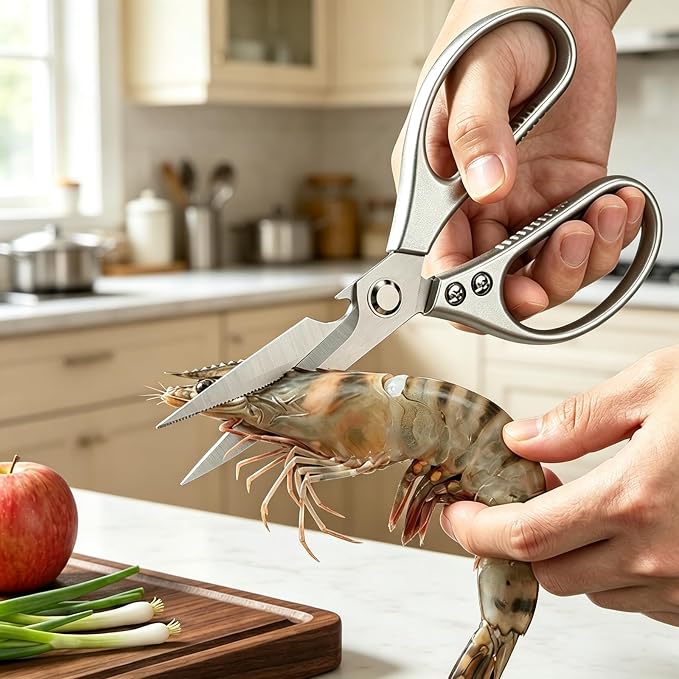 Sharp Kitchen Scissors Aluminum Alloy Handle Stainless Steel Cooking Shears | Heavy Duty Stainless Steel Cooking Shears, Sharp Multi-Purpose Food Scissors for Cutting Chicken, Meat, Poultry, Seafood