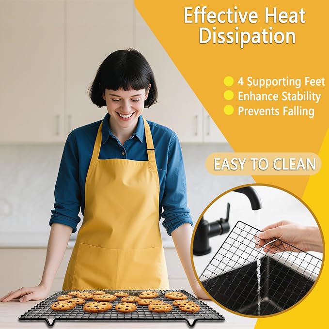 2 Pack Cooling Rack for Baking Cooking, 16" * 10" Squares Wire Racks | Small, Squares Grids, Oven Safe Cookie Cooling Rack, Roasting, Grilling, Drying