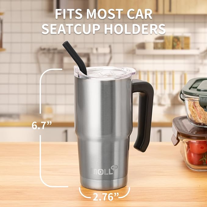 Insulated Tumbler with Handle 16 oz | BPA Free, Food-Grade Safe Reusable Metal Water Bottle,Leak Proof Design,Sweat-Free Double Wall