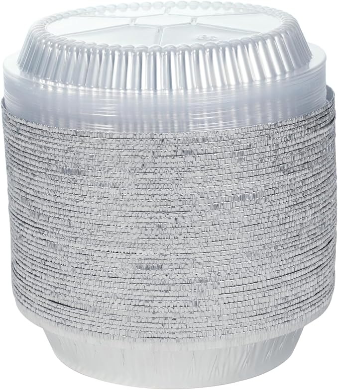 Waytiffer 40pack Disposable 9" Round Aluminum Foil Pans with Clear Lids | Disposable Containers with Straight Walls for Storing, Baking,Heavy duty, Standard Size Tarts, Pies Foil Plates Durable Pans
