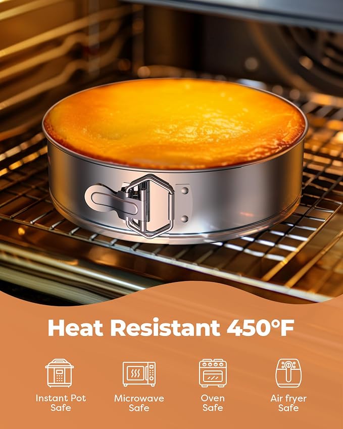 Kootek Cake Pan, Springform Pan with Removable Bottom, 9 Inch, Round | Stainless Steel, 2.6" in Depth, Easy Release Baking Pan, Dishwasher Safe, Oven Safe, Instant Pot Safe, Round Cheesecake Pan