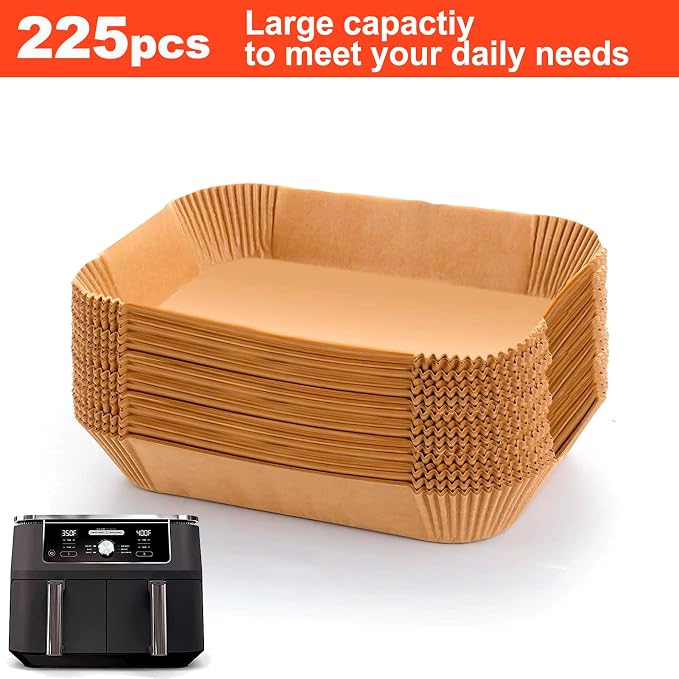 Ninja Foodi Air Fryer Liners, Ninja Air Fryer Liners Disposable, Ninja DZ071 Foodi Ninja Dual Air Fryer Parchment Paper Liners, Rectangular Airfryer Paper Liners, Rectangle 2 Basket Liners
