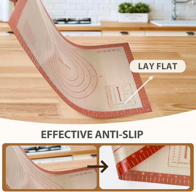 26" x 16" Silicone Baking Mat with Measurement Guides | Extra Thick Pastry Rolling & Sourdough Mat Baking Supplies for Making Pizza, Pie, Cookies and Bread