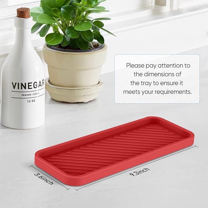 Kitchen Silicone Sink Organizer Tray, Sponge Holder for Sink Caddy（Red） | Silicone Soap/Sink/Drip Tray, Kitchen Sink Organizer, Small Mats for Counter, Soap Dish Tray, Dishwashing Accessories