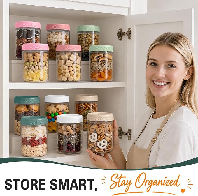 Mason Jars 16 oz with Lids, Glass Jars with Airtight Lid, Wide Mouth Jar | 6 Pack Yogurt Containers, Glass Food Containers with Airtight Lids for Storage, Yogurt Bowls, Meal Prep, Chia Pudding, Nut