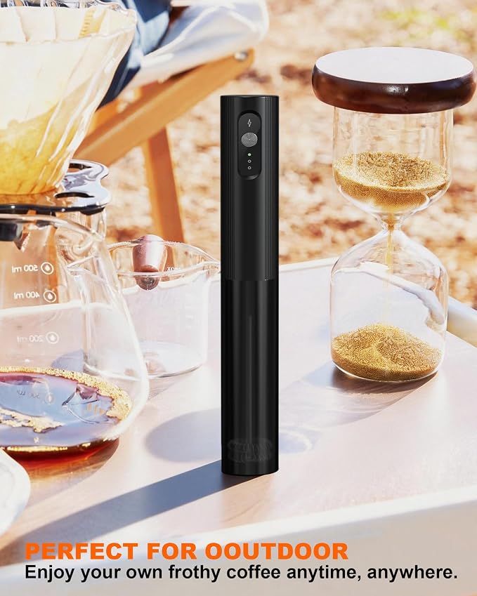 3-Speed Rechargeable Milk Frother Handheld, Black | Dual Coil Whisk, with Cover - Portable Frother for Coffee, Matcha, Cappuccino, Hot Chocolate & Protein Shakes