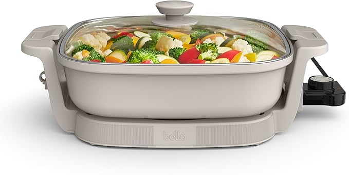 bella Fits-Anywhere™ SAUTE Make & Take Skillet, Non-Toxic, Ceramic, Oatmilk