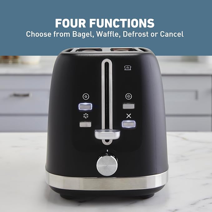 West Bend Toaster 2-Slice Extra-Wide and Deep Slots with 3 Functions and 7 Shade Settings Manual Toast Lift Lever Auto Shut-Off and Removable Crumb Tray, 750-Watts, Black