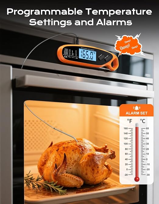Digital Meat Thermometer for Cooking with Dual Probe | Large Backlit & Calibration, Kitchen Food Thermometer for Candy, Oven, Grill, BBQ, Smoker, Oil Fry Instant Read Thermometers