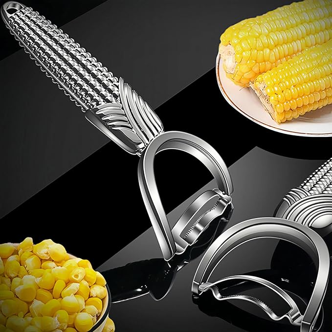 TEEVEA Corn Peeler Stainless Steel Corn Cob Stripper Tool | Rust resistant, easy to clean, dishwasher safe, handheld, for corn on the cob, sweet corn kernel stripping