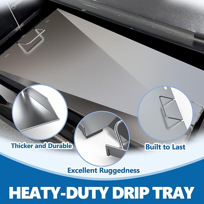 SafBbcue Drip Tray & 10 Liners for Traeger Woodridge Pellet Grill, BAC818 | StainLess Steel Tray and 10 Aluminum Liners, Fits Woodridge TFB86MLH & Pro 34, Rust-proof