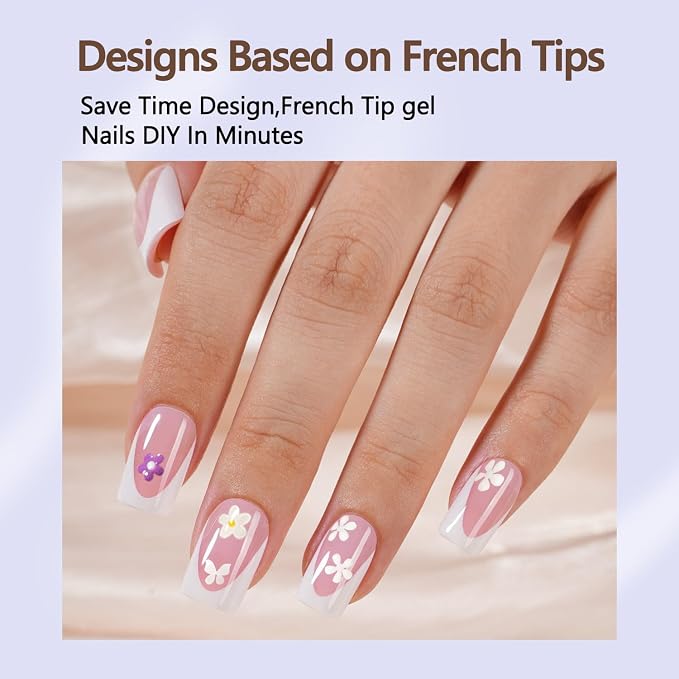 Misssix Deep French Tip Press on Nails, 150Pcs Short Square Berry Pink | French Tip Gel Fake Nails, No Need to File Tips Pre-lasting, Nail Tips for Nail Art DIY 15 Sizes