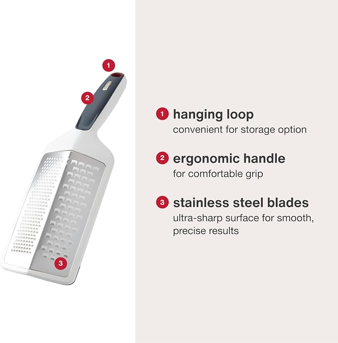 Zyliss SmoothGlide Dual Grater – Handheld with Stainless Steel Blades & Ergonomic Handle – Dual-Sided Medium & Coarse Grater for Cheese, Vegetables, Chocolate & More with Protective Cover