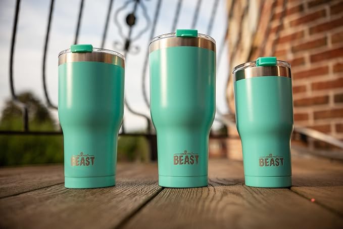Beast 40 oz Tumbler Stainless Steel Vacuum Insulated Coffee Ice Cup Double Wall Travel Flask (Aquamarine Blue)