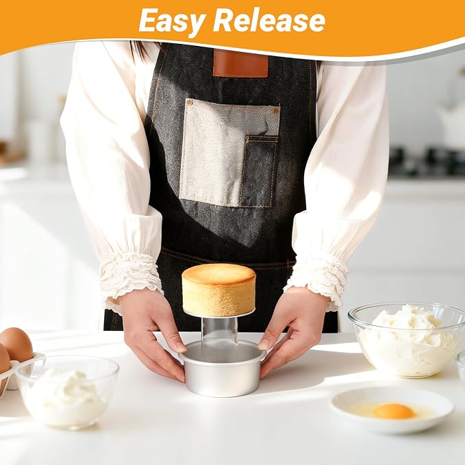 Beasea 4 Inch Cake Pan, 2 Pack Aluminum Alloy Mini Round Cake Pans with Removable Bottom, Cheesecake Tin Mold for Baking Oven Bakeware