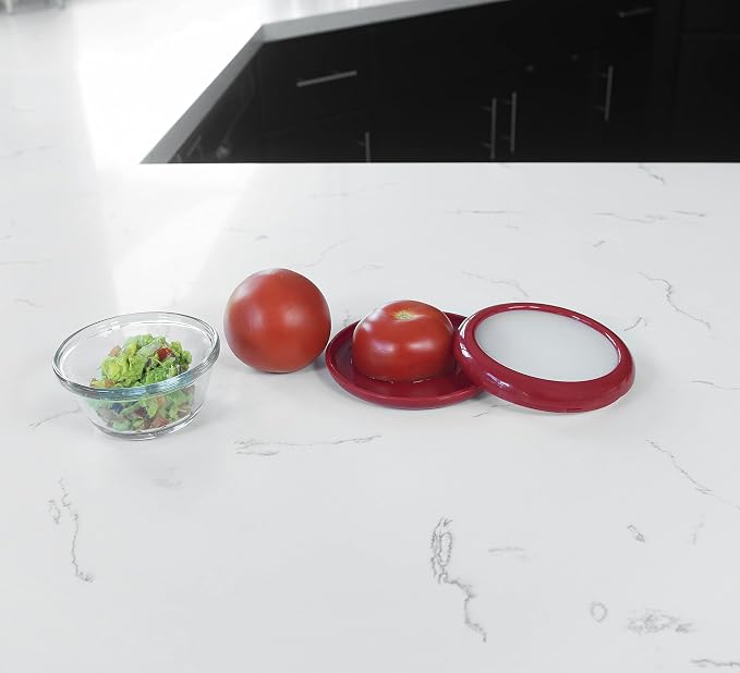 Joie Fresh Stretch Pod Tomato Storage Container, Silicone Food Saver, Keeps Leftover Produce Flavorful and Firm in Fridge, Reusable Kitchen Gadget, Dishwasher Safe, BPA-Free