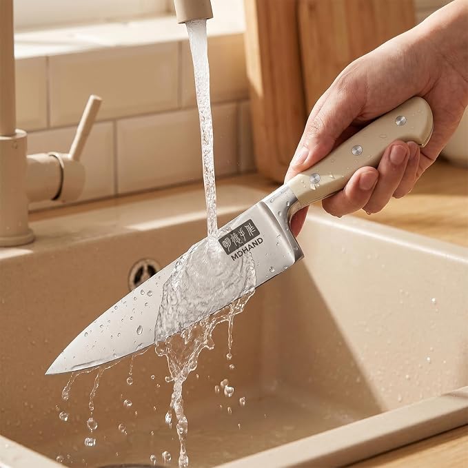 Knife Set with Block, Kitchen Knife Set with Block and Sharpener | High Carbon Stainless Steel 14 Pieces Kitchen Knives Sets, Anti-Slip Ergonomic Handle, Home Kitchen Cooking, Dishwasher Safe