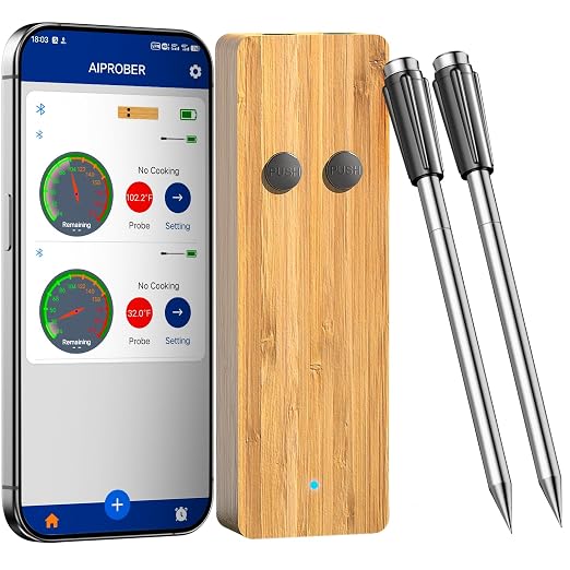 Bluetooth Wireless Meat Thermometer with 2 Ultra-Thin Probes, 700FT Long Range, 1000F Heat Resistant, 0.5F Accuracy, App Controlled for iOS/Android - Ideal for BBQ, Grill, Oven, Smoker