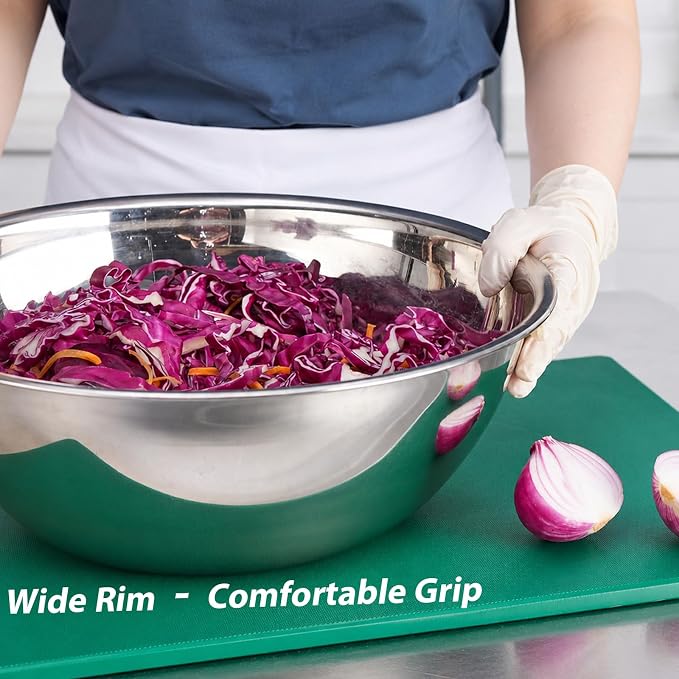 6 Piece Stainless Steel Mixing Bowls Set (0.6–10 QT) | Heavy-Duty Nesting Metal Bowls, 0.6, 1.7, 2.9, 4.9, 6, 10 QT, Flat Base, For Baking, Cooking, Salad Tossing & Meal Prep