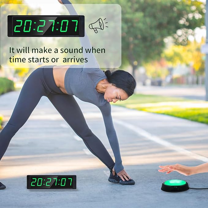 YZ Gym Clock for Home Gym with Start/Stop Button, Interval Timer for Workout, Stopwatch/Countdown Timer with Remote, 12/24H Digital Wall Clock, Portable Home Gym Accessories