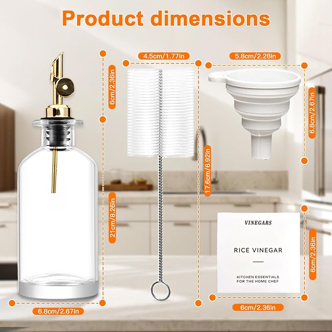 350 ML Premium Olive Oil Dispenser Bottles for Kitchen with Pourer, Elegant Olive Oil Bottle, Sprayer for Cooking, Vinegar Dispenser Bottle Set of 2,Home Oil Container As Gift (M)