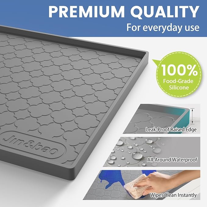 Jin&Bao Under Sink Mat 37" x 19" Waterproof Silicone Cabinet Kitchen Liner | Silicone under kitchen sink mat,cabinet protector,bathroom shelf liner,raised edge,anti-slip,easy to clean & dishwasher safe