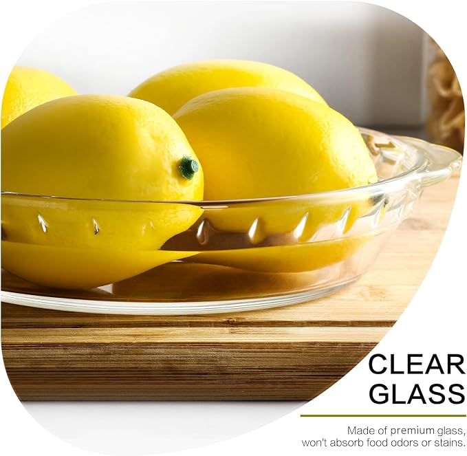 4 Packs Glass Pie Plates, MCIRCO Deep Pie Pans Set (7"/8"/9"/10"), Pie Baking Dishes with Handles for Baking and Serving, Clear
