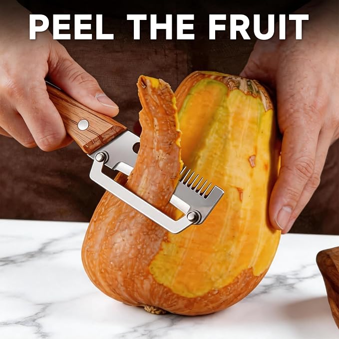 2026 Upgrade Multifunctional Stainless Steel Peeler,2Pcs Wooden handle fruit and Vegetable Peeler, Kitchen Gadgets Tool for Fruit Pumpkin Peeling Potato Carrot Veggie Peeler