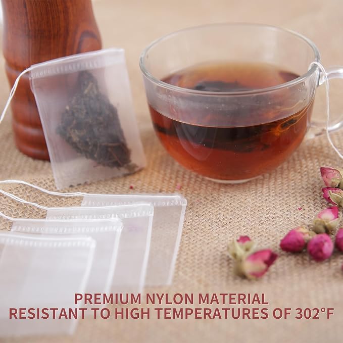 100PCS Disposable Tea Filter Bags with Drawstring 2.4x3 in | Food Grade Non-Woven Empty Tea Infuser Bags for Loose Leaf Tea,Herbs,Spices,Coffee&Cooking,Safe&Breathable Tea Sachet Bags