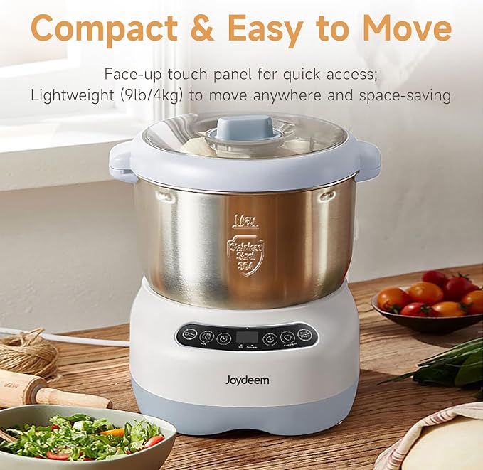 Joydeem Electric Dough Maker with Ferment Function, Microcomputer Timing, Face-up Touch Panel, 7.4Qt, 304 Stainless Steel, JD-HMJ7L