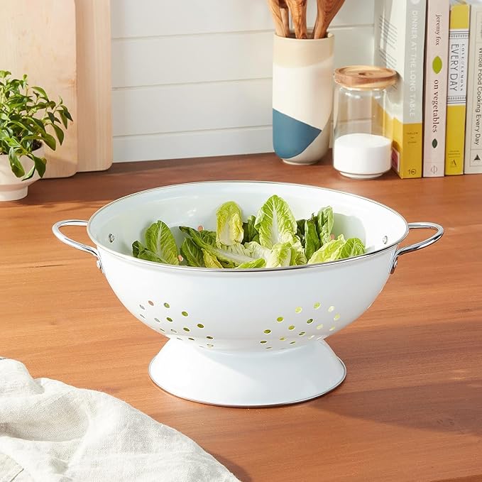 Calypso Basics by Reston Lloyd Powder Coated Enameled Colander, 7 Quart, Lemon