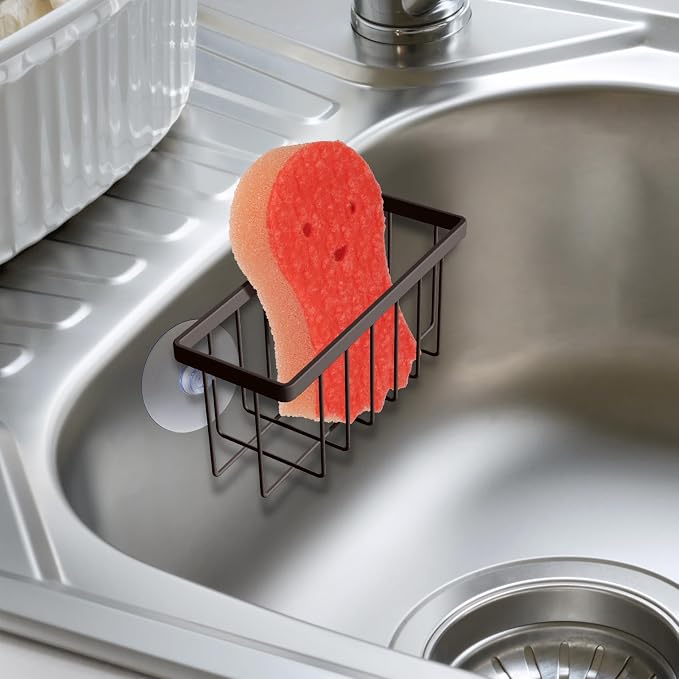 HLOOL Kitchen Sponge Holder,Sponge Holder for Kitchen Sink Scution,Sink Caddy (Bronze)