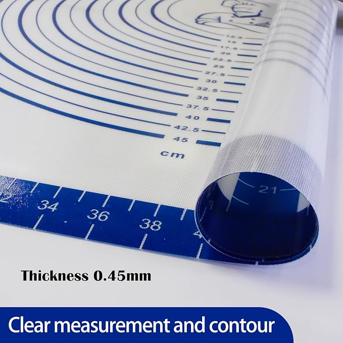 Dough Mat Silicone Baking Mats for Rolling Pastry Kneading Sheet Sourdough Bread Baking Supplies Blue 28x20"0.45mmT