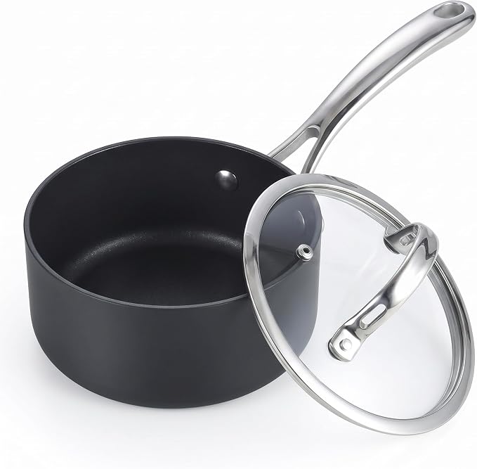 Cooks Standard Classic 1-Quart Hard Anodized Nonstick Saucepan with Glass Lid
