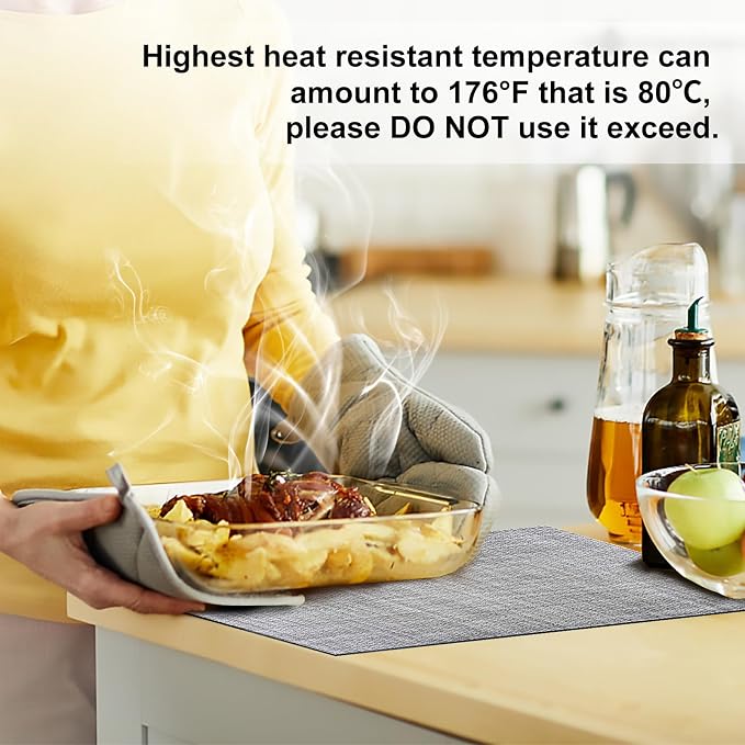 Aofmee Placemats, Placemats Set of 6, Heat Resistant Place Mats, Washable PVC Table Mats, Woven Vinyl Plastic Placemats for Dining Table, Non-Slip Stain Resistant Kitchen Table Placemats Easy to Clean