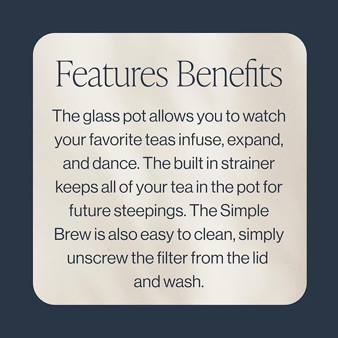 Rishi Tea Simple Brew Teapot for Loose Tea, Borosilicate Glass, 400ml | Borosilicate Glass Teapot, Built-In Strainer, Everyday Teaware, Easy to Clean, Sustainable, For Loose Leaf Tea