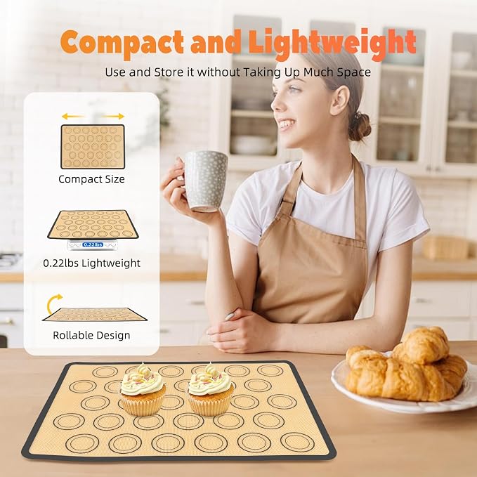 Non-Stick Silicone Baking Mat, Silicone Rectangular Baking Mat, Non-Stick, Reusable, Rectangular, 16.5 x 11.6 in