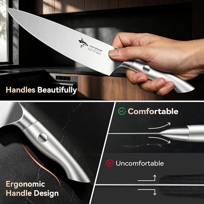 MAD SHARK Kitchen Knife Set,5PCS High Carbon Stainless Steel Chef Knife Set | Ultra Sharp Blades, Ergonomic Non-Slip Grip Kitchen Cutlery Set With Gift Box, Great For Daily Cooking & Holiday Gifting