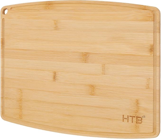 HTB Bamboo Cutting Board for Kitchen Wooden Chopping Board, Large 1PCS | Lightweight, Solid, Large, Bamboo, Sandwich Boards, Serving Boards, Breakfast, Machine wash